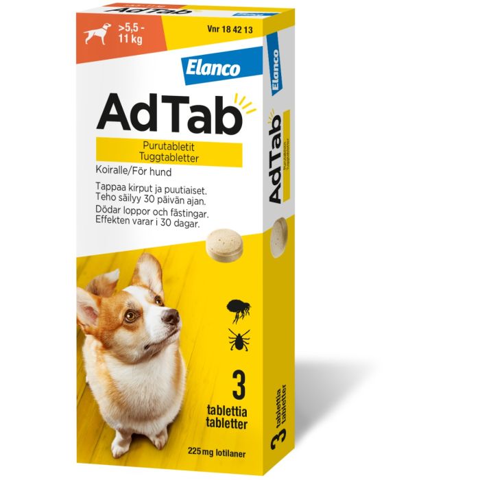 Adtab purutabletit koirille kirppujen ja puutiaisten häätöön                            