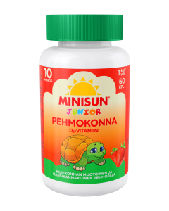 Minisun D-vitamiini Pehmokonna Mansikka 10 mikrog 60 purutabl