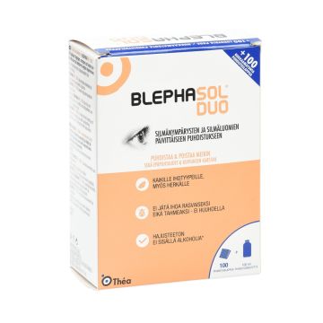 Blephasol Duo puhdistusliuos pullo + puhdistuslaput 100 ml