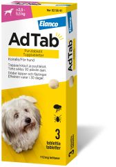 AdTab purutabletti 112 mg koiralle (> 2,5–5,5 kg) 3 fol