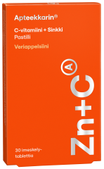 Apteekkarin C+ Sinkki veriappelsiini pastilli 30 kpl