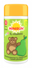 Minisun D-vitamiini Päärynä-Nalle jr.10 mikrog 100 tabl